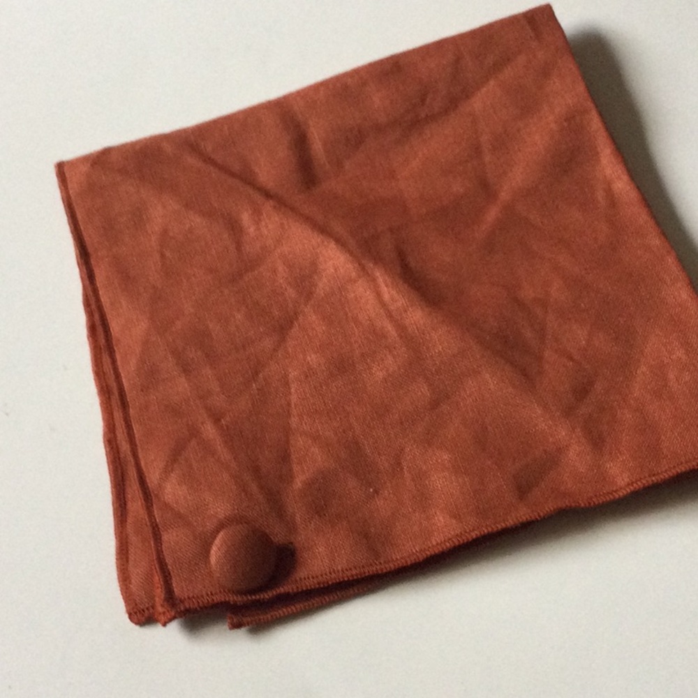 CLIFTON WILSON  LINEN POCKET SQUARE 12” RUST NWOT